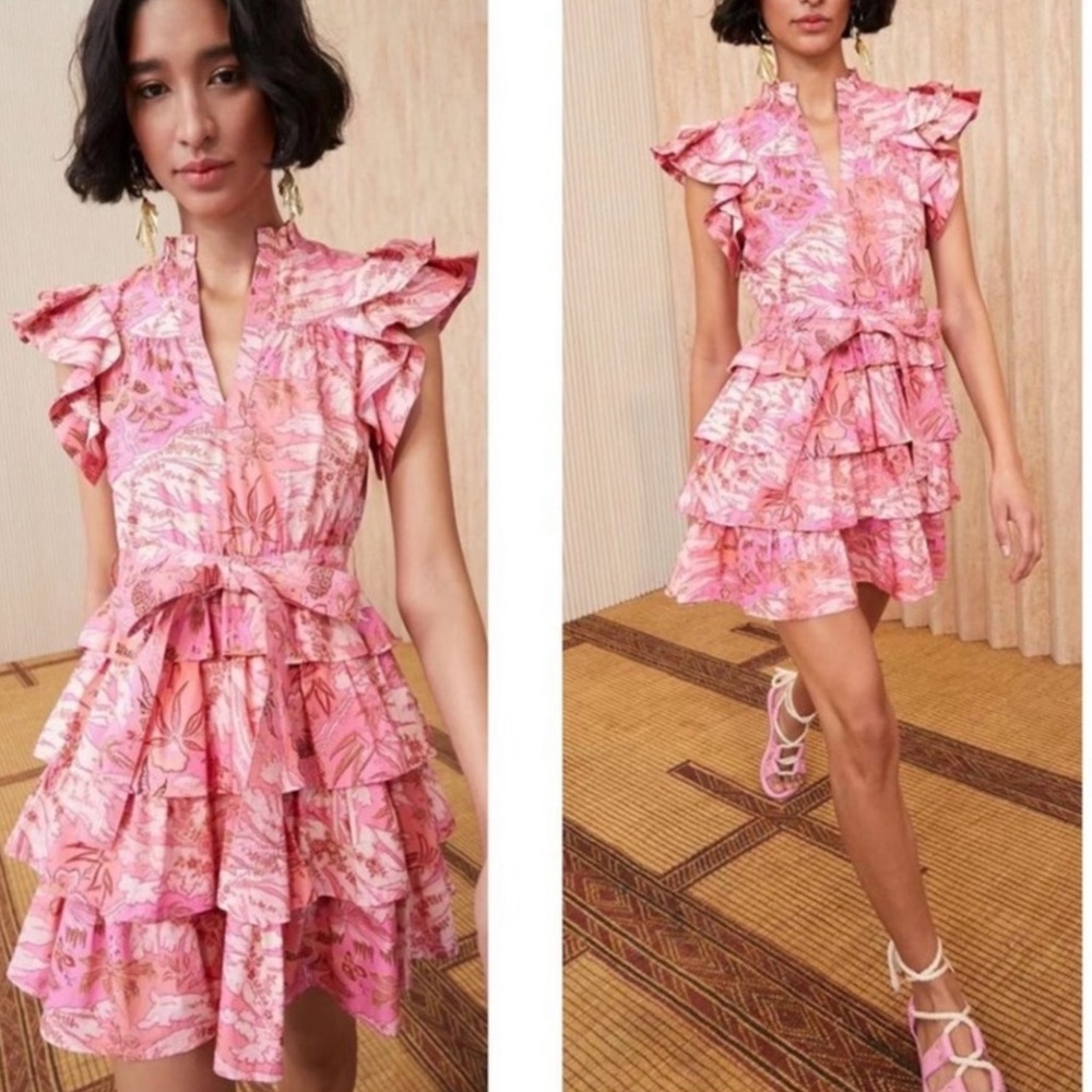 ULLA JOHNSON Lulua Mini Pink Dress in camellia Sz 6